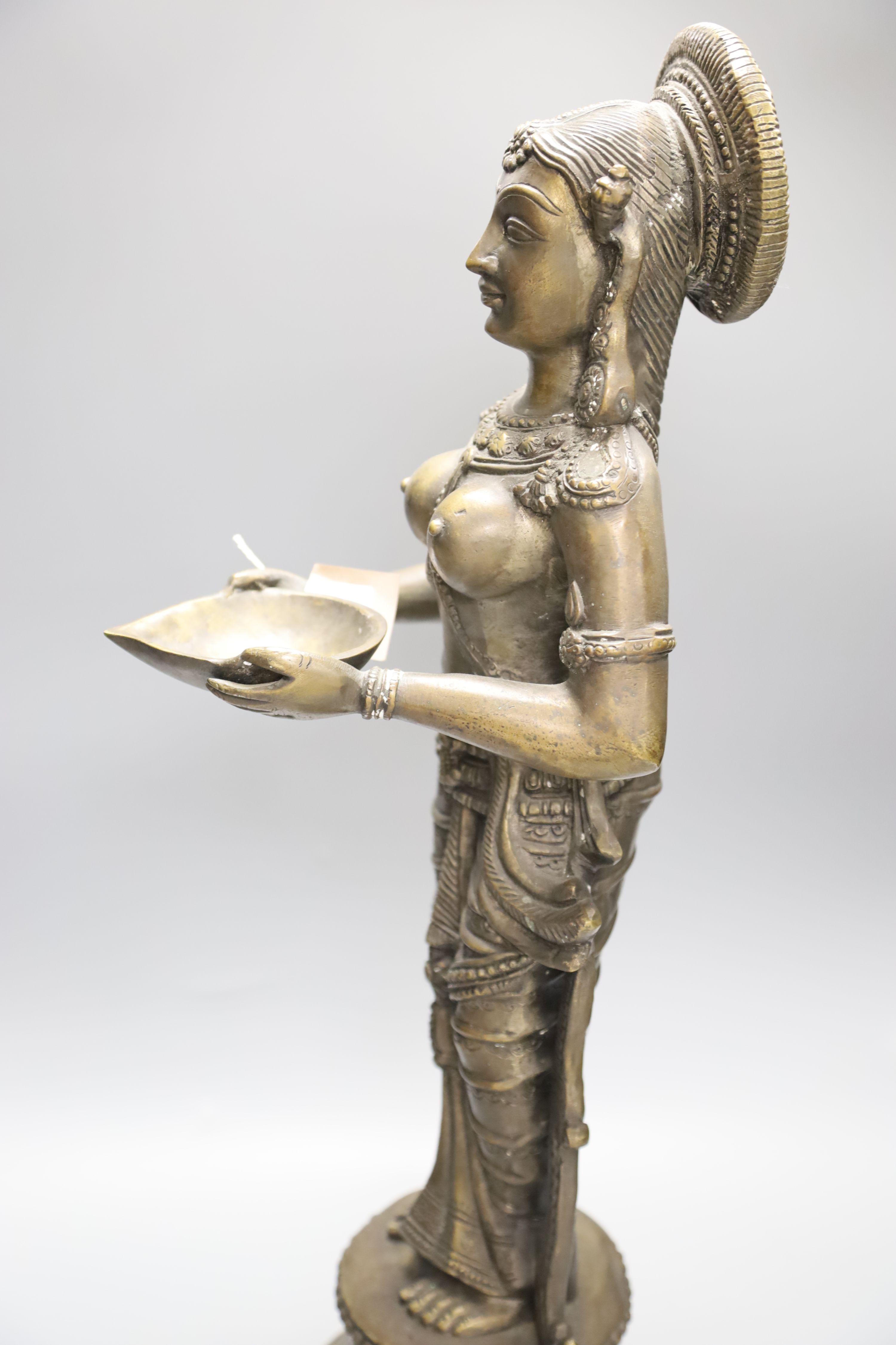 An Indian bronze figure of Deepalakshmi, H 63cm